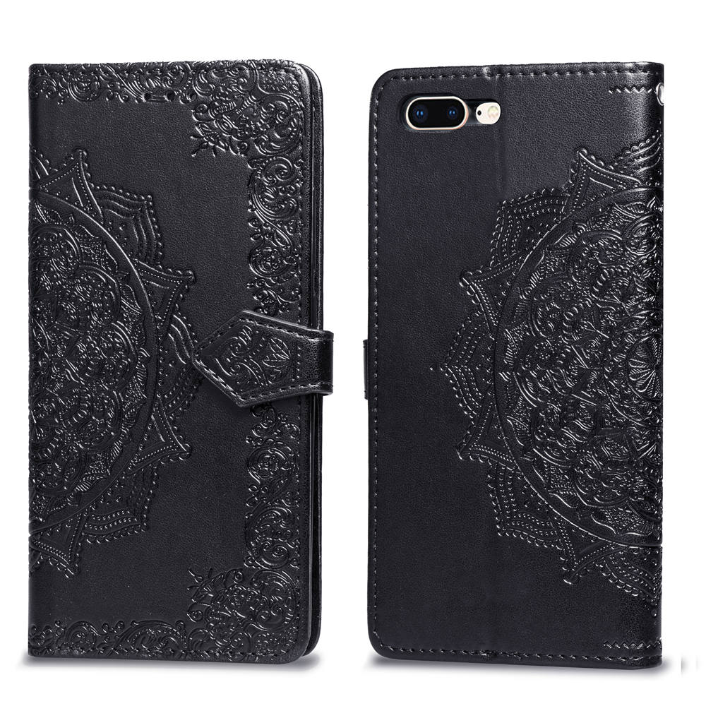 Embossed Mandala Flower Leather Wallet Case for iPhone 8 Plus / 7 Plus