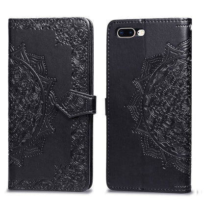 Embossed Mandala Flower Leather Wallet Case for iPhone 8 Plus / 7 Plus