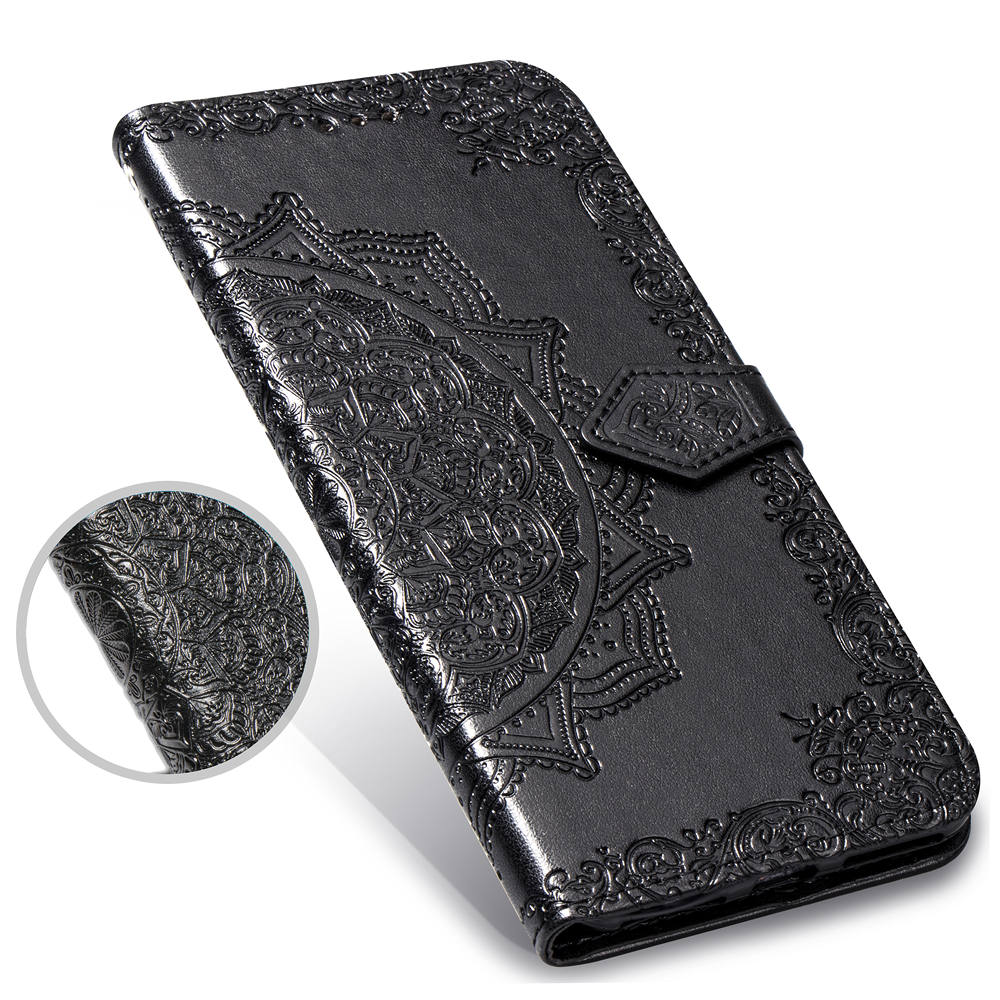 Embossed Mandala Flower Leather Wallet Case for iPhone 8 Plus / 7 Plus