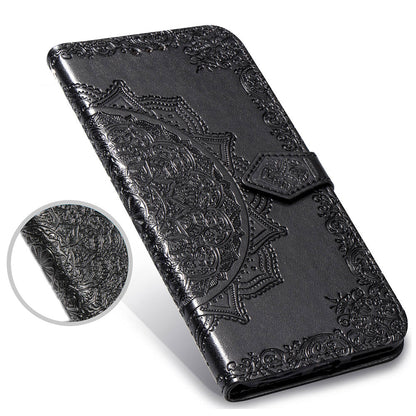 Embossed Mandala Flower Leather Wallet Case for iPhone 8 Plus / 7 Plus