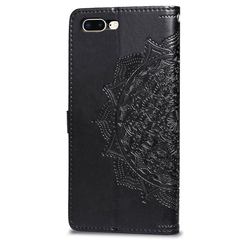 Embossed Mandala Flower Leather Wallet Case for iPhone 8 Plus / 7 Plus