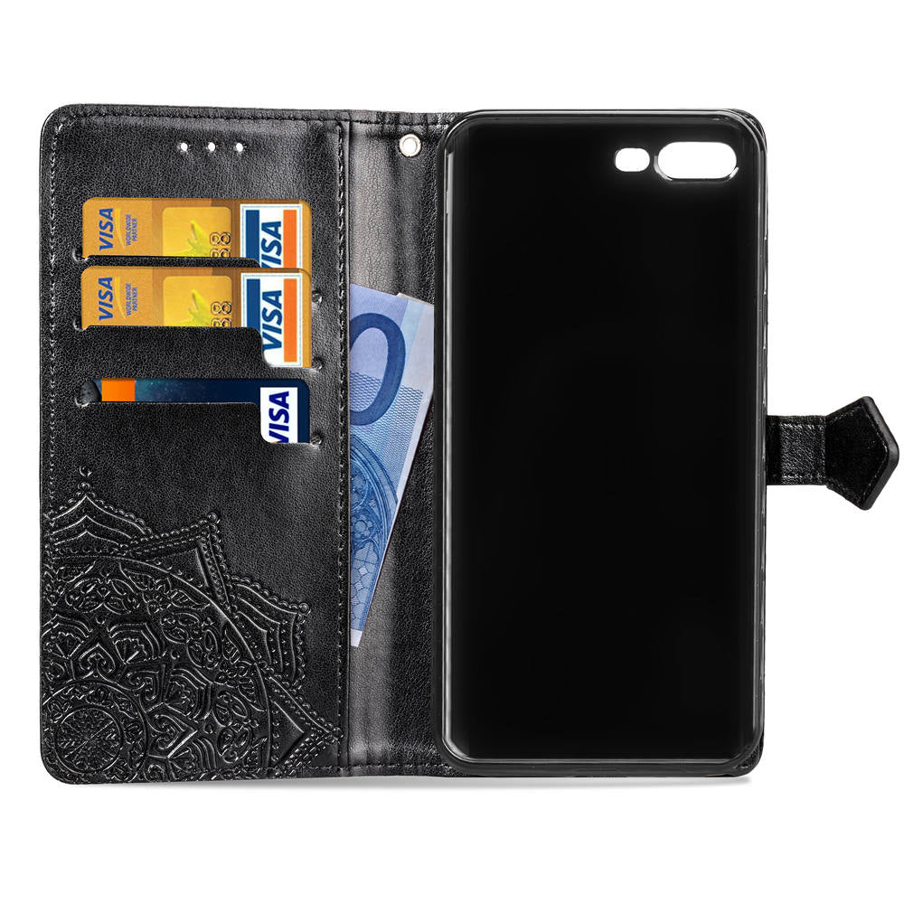 Embossed Mandala Flower Leather Wallet Case for iPhone 8 Plus / 7 Plus
