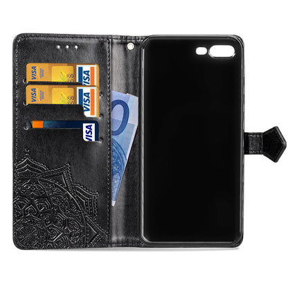 Embossed Mandala Flower Leather Wallet Case for iPhone 8 Plus / 7 Plus