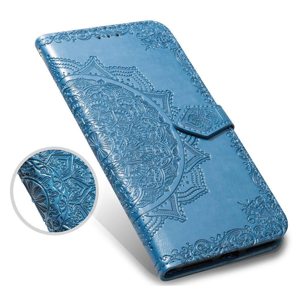 Embossed Mandala Flower Leather Wallet Case for iPhone 8 Plus / 7 Plus
