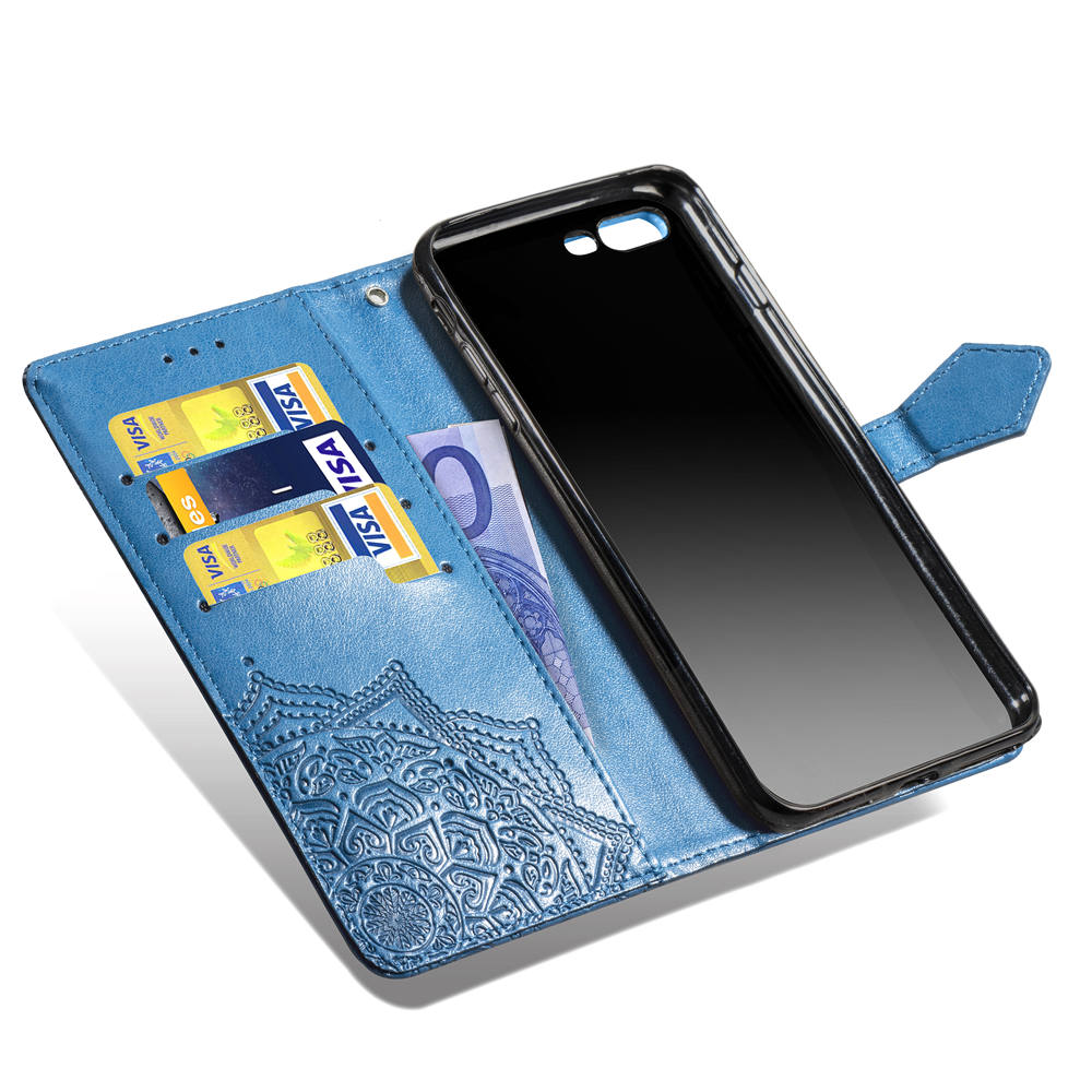 Embossed Mandala Flower Leather Wallet Case for iPhone 8 Plus / 7 Plus