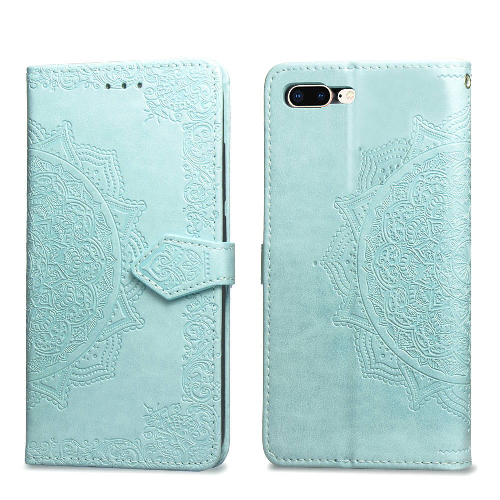 Embossed Mandala Flower Leather Wallet Case for iPhone 8 Plus / 7 Plus