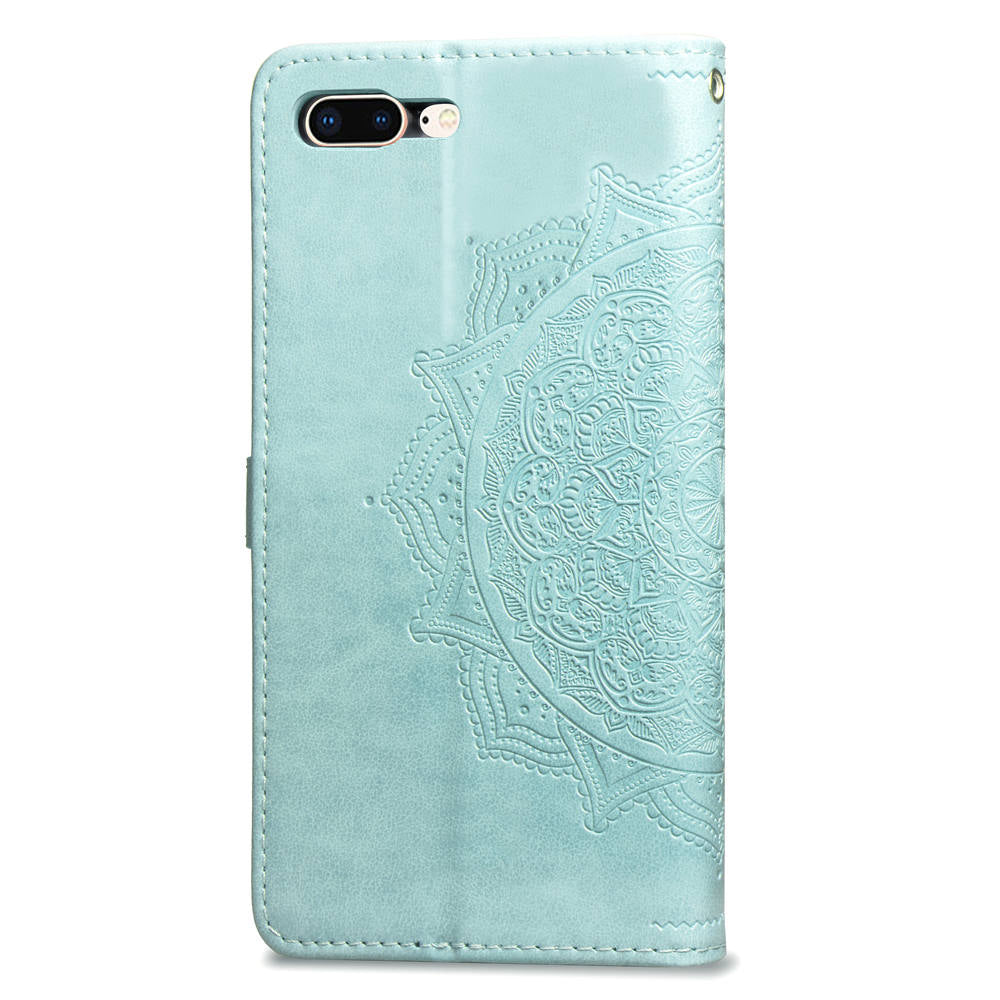 Embossed Mandala Flower Leather Wallet Case for iPhone 8 Plus / 7 Plus