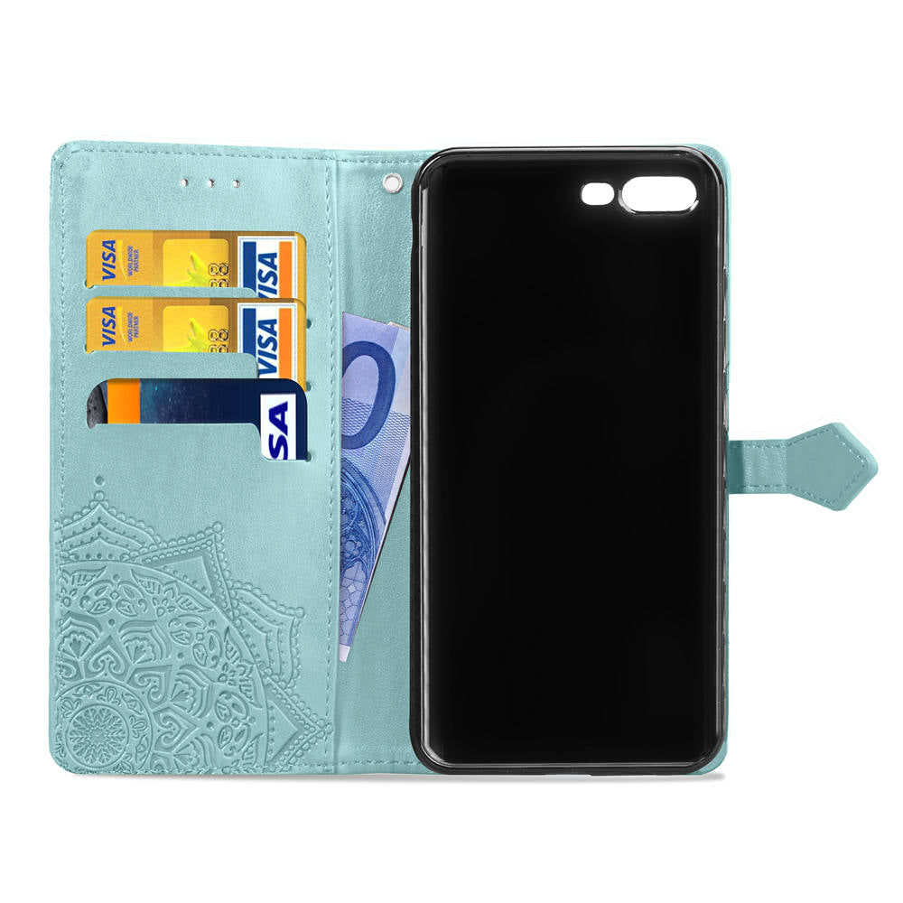 Embossed Mandala Flower Leather Wallet Case for iPhone 8 Plus / 7 Plus