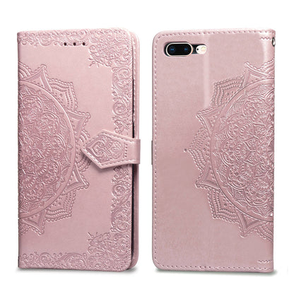 Embossed Mandala Flower Leather Wallet Case for iPhone 8 Plus / 7 Plus