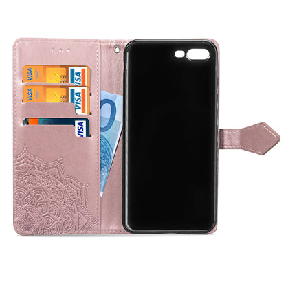 Embossed Mandala Flower Leather Wallet Case for iPhone 8 Plus / 7 Plus