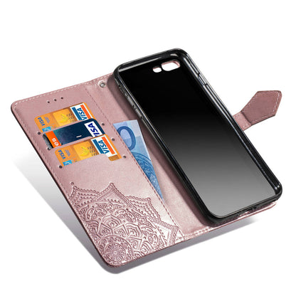 Embossed Mandala Flower Leather Wallet Case for iPhone 8 Plus / 7 Plus