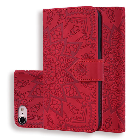 Imprint Flower Magnetic Leather Wallet Phone Case with Stand for iPhone SE (2020)/SE (2022)/7/8 4.7 inch