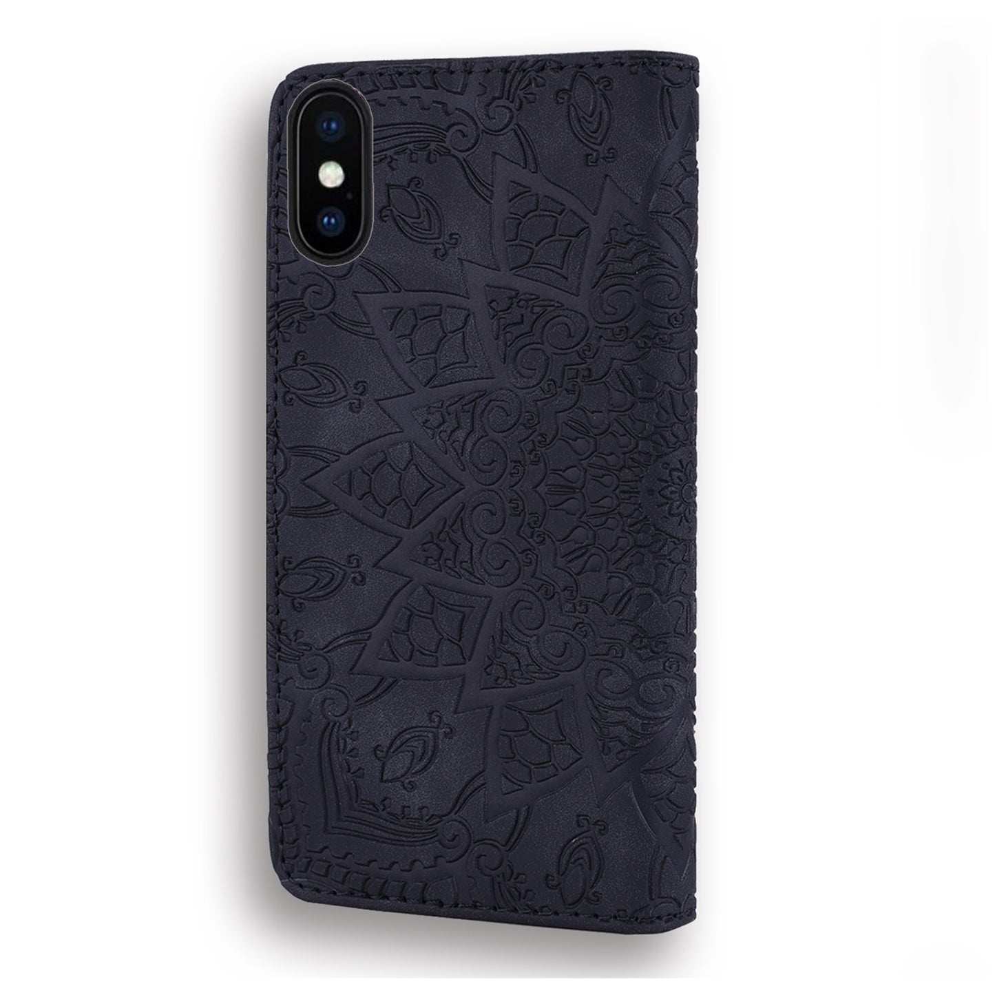Imprint Flower Leather Wallet Case for iPhone XS/X 5.8 inch