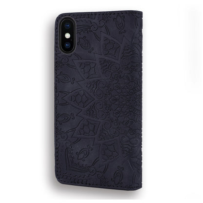 Imprint Flower Leather Wallet Case for iPhone XS/X 5.8 inch