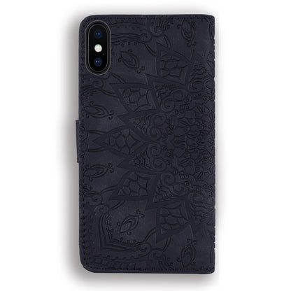 Imprint Flower Leather Wallet Case for iPhone XS/X 5.8 inch