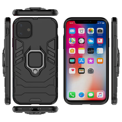 PC + TPU Combo Finger Ring Kickstand Cell Phone Cover Case for iPhone 11 6.1 inch (2019)