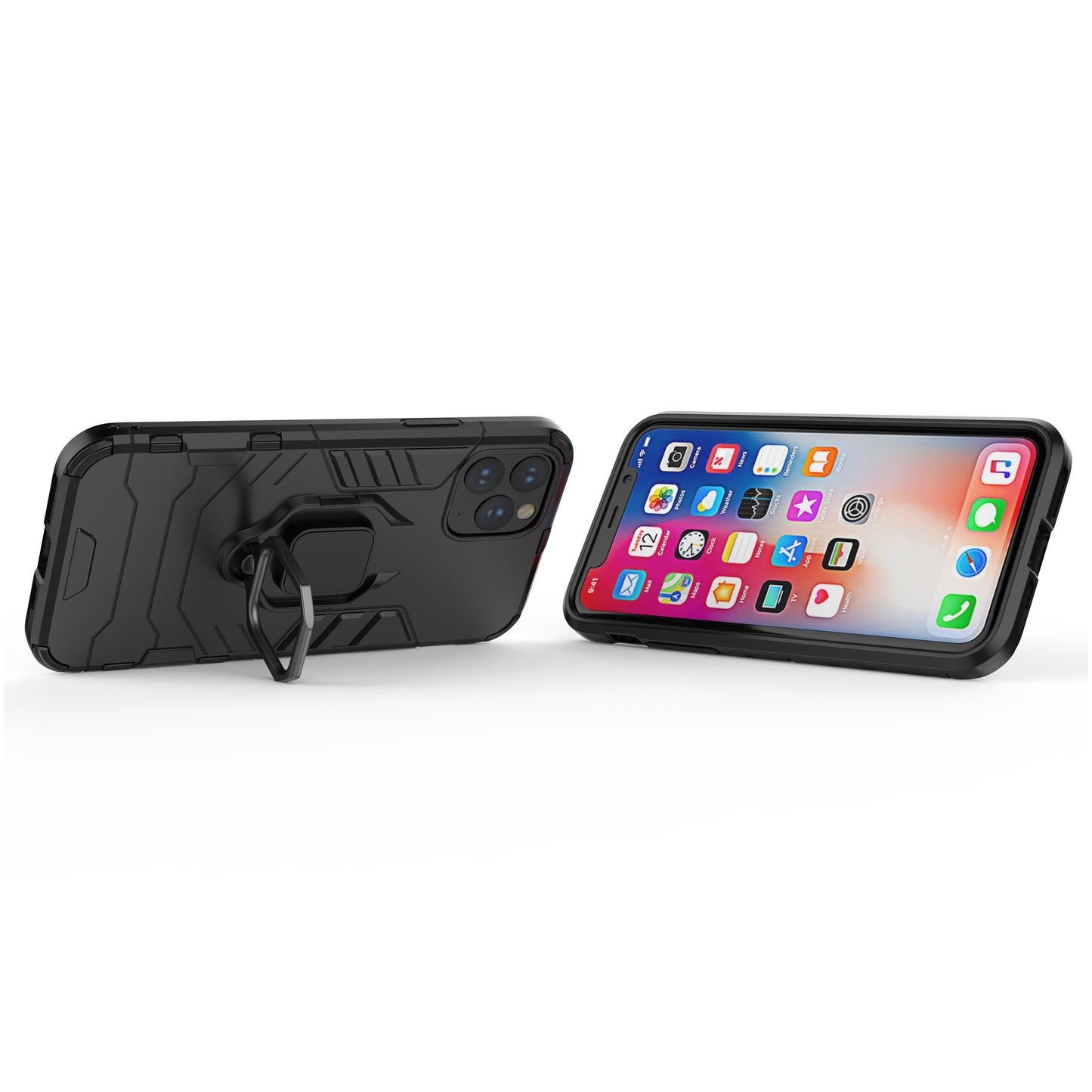 Phone Cover for iPhone 11 Pro 5.8 inch (2019) Finger Ring Kickstand PC + TPU Hybrid Case