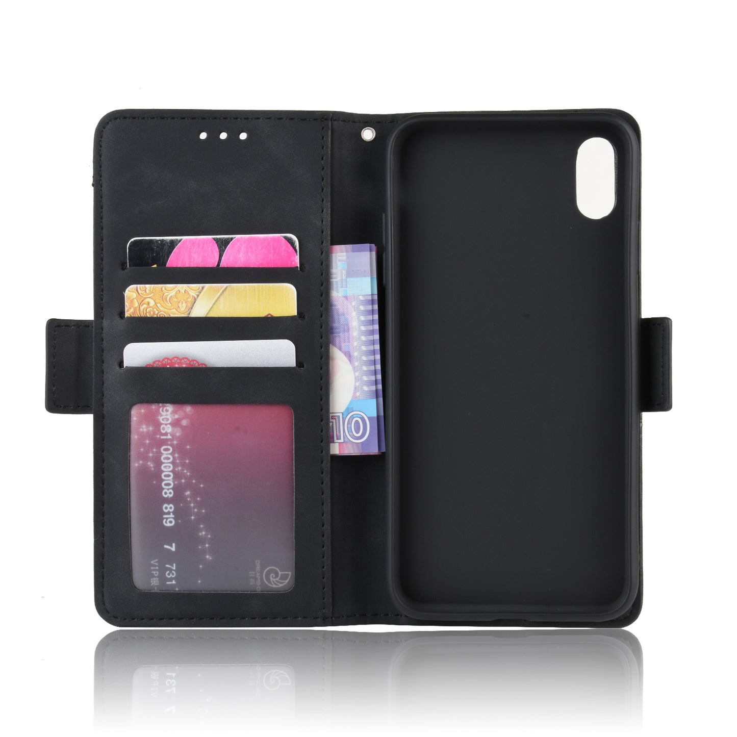 Leather Wallet Stand Phone Cover Case with Multiple Card Slots for iPhone X / XS 5.8 inch