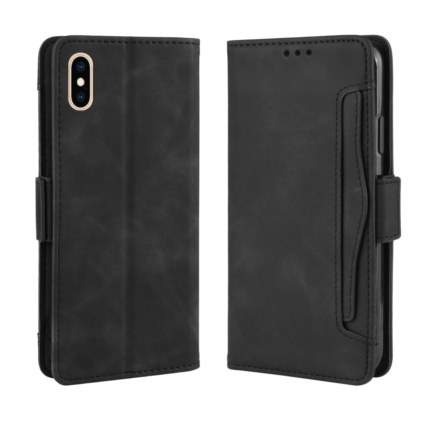 Leather Wallet Stand Phone Cover Case with Multiple Card Slots for iPhone X / XS 5.8 inch