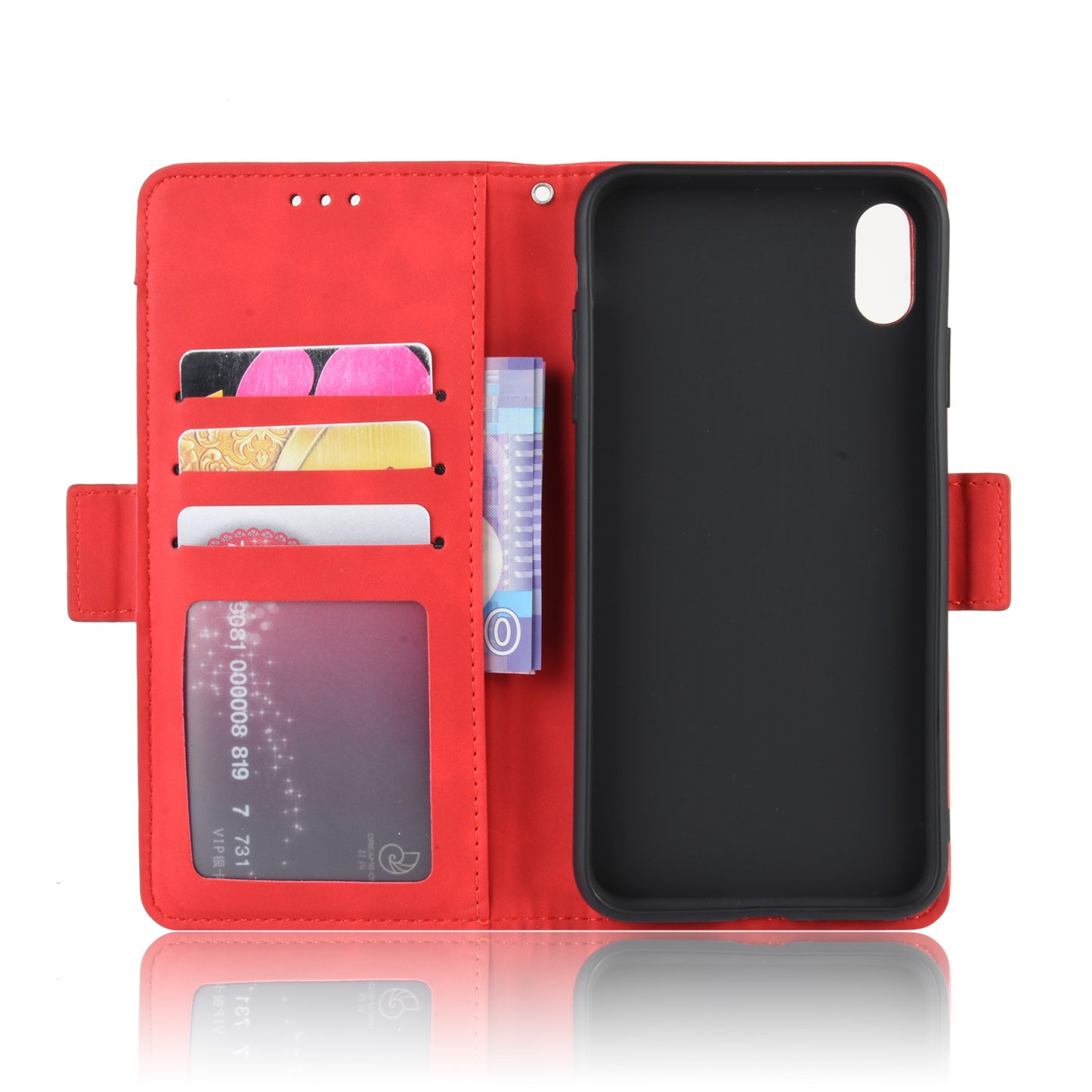 Leather Wallet Stand Phone Cover Case with Multiple Card Slots for iPhone X / XS 5.8 inch