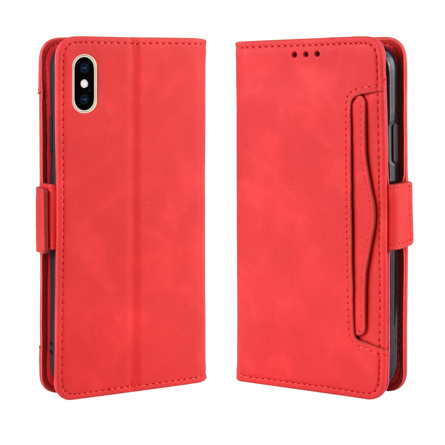 Leather Wallet Stand Phone Cover Case with Multiple Card Slots for iPhone X / XS 5.8 inch