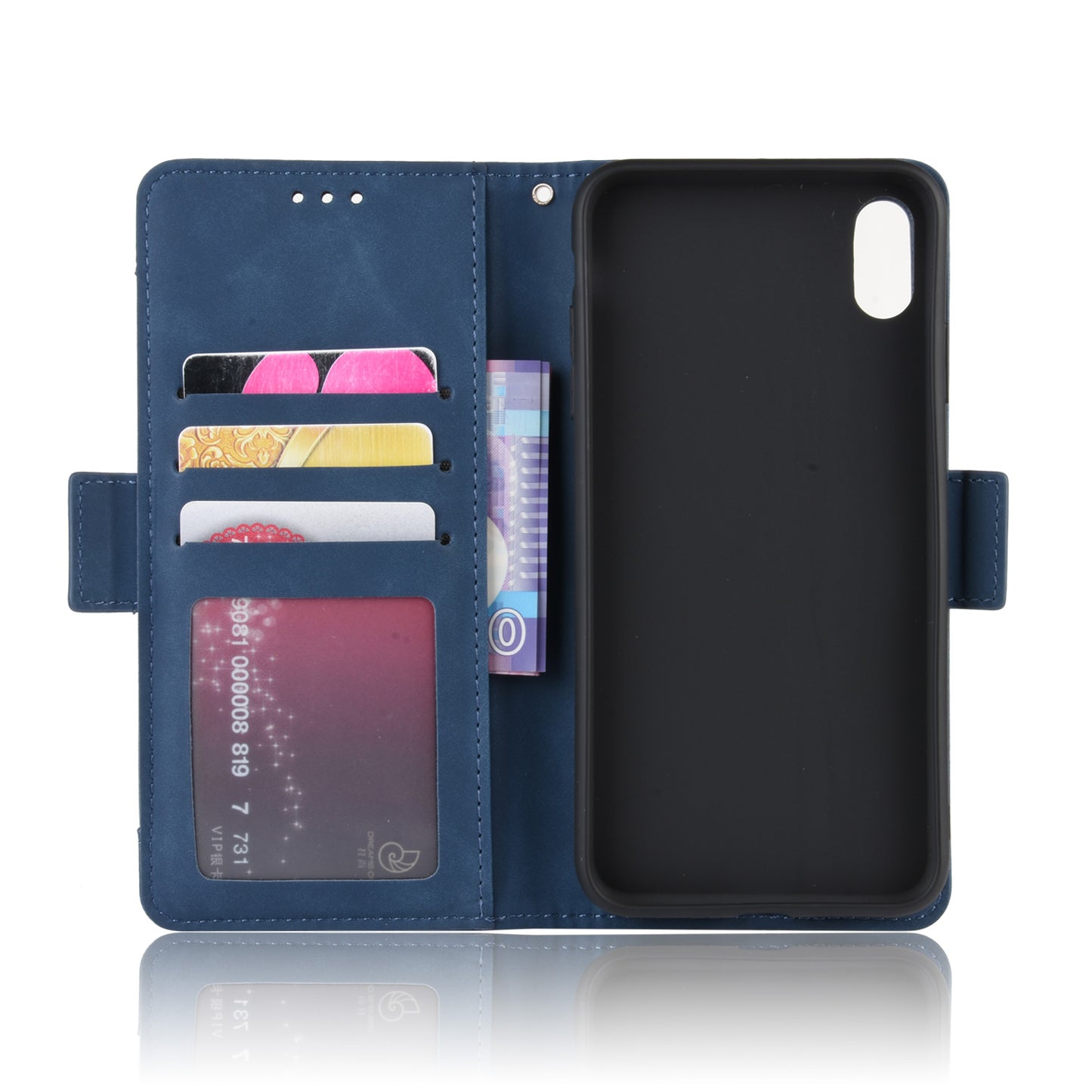 Leather Wallet Stand Phone Cover Case with Multiple Card Slots for iPhone X / XS 5.8 inch