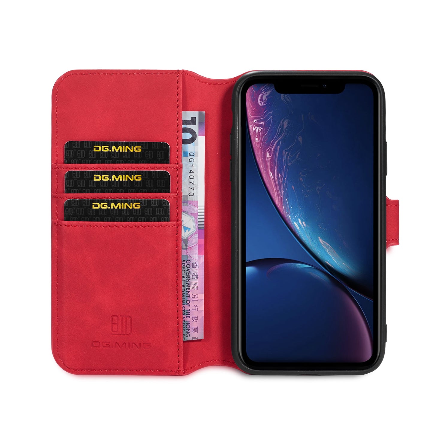 DG.MING Retro Style Wallet Leather Stand Case for iPhone 11 6.1-inch (2019)