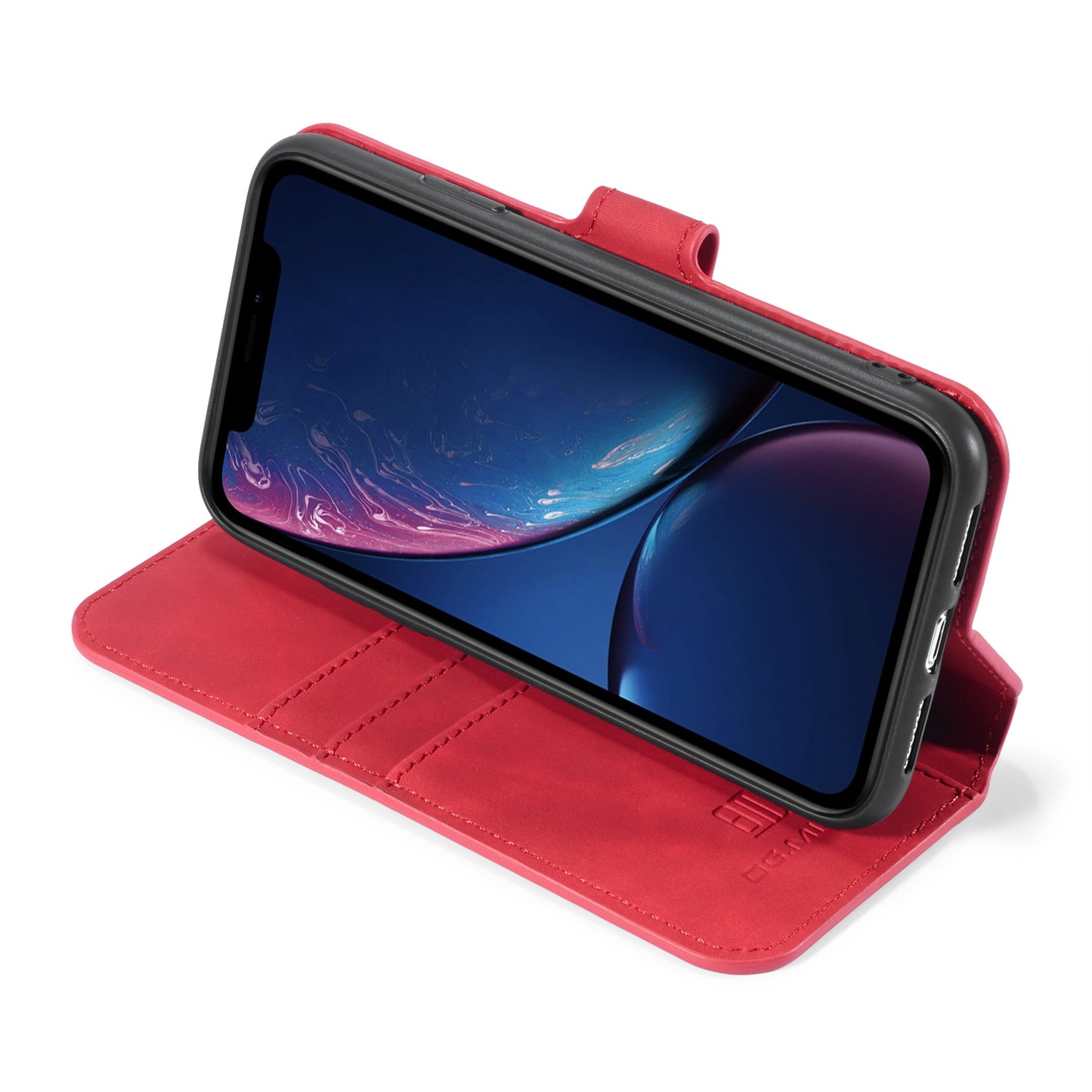 DG.MING Retro Style Wallet Leather Stand Case for iPhone 11 6.1-inch (2019)