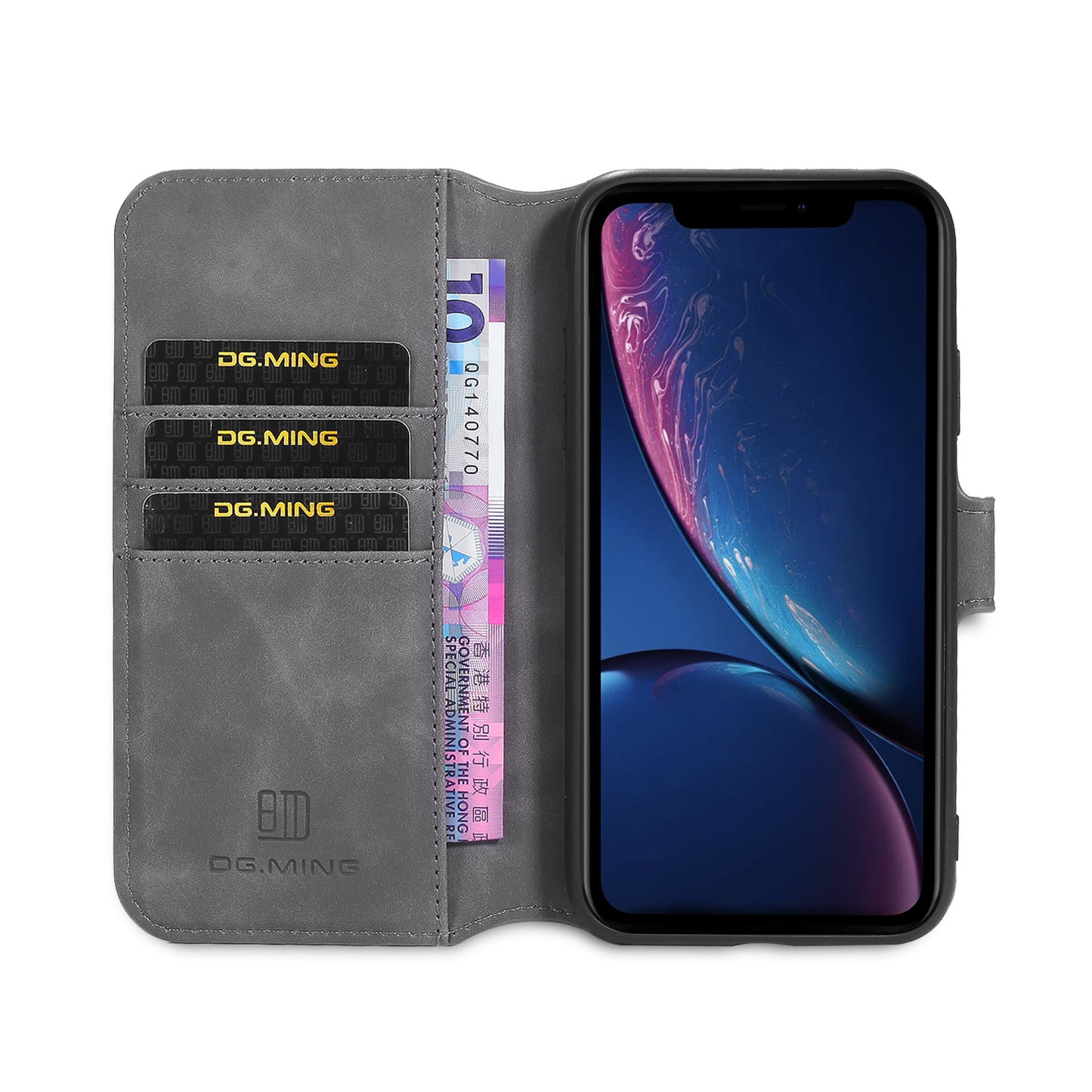 DG.MING Retro Style Wallet Leather Stand Case for iPhone 11 6.1-inch (2019)