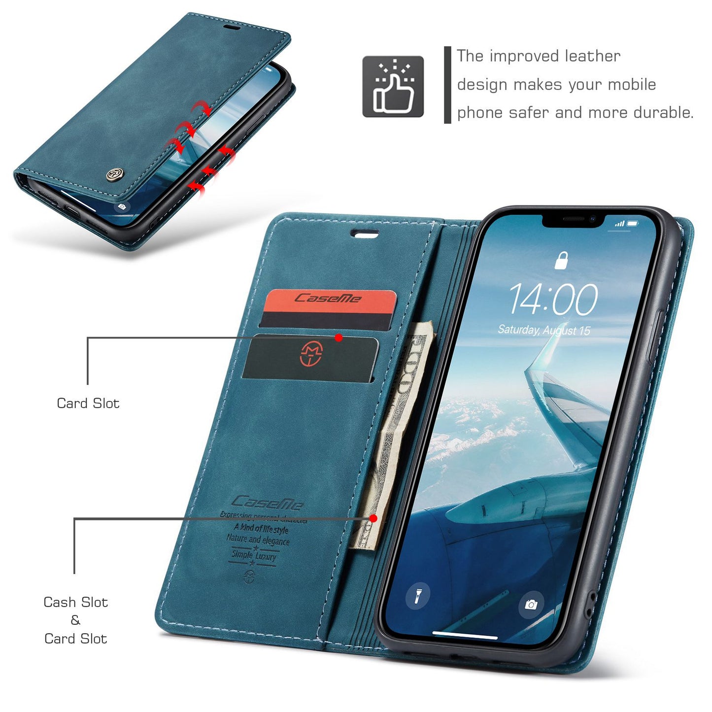 CASEME 013 Series Auto-absorbed Flip Leather Wallet Case for iPhone 11 6.1 inch (2019)