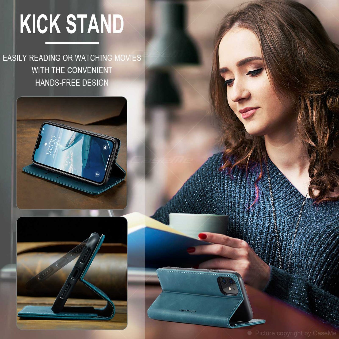 CASEME 013 Series Auto-absorbed Flip Leather Wallet Case for iPhone 11 6.1 inch (2019)