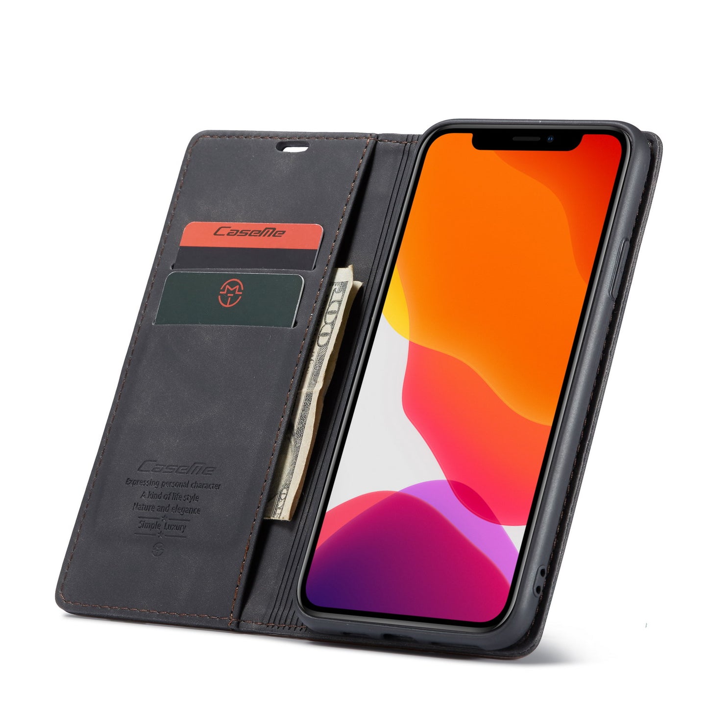 CASEME 013 Series Auto-absorbed Flip Leather Wallet Case for iPhone 11 Pro Max 6.5 inch (2019)