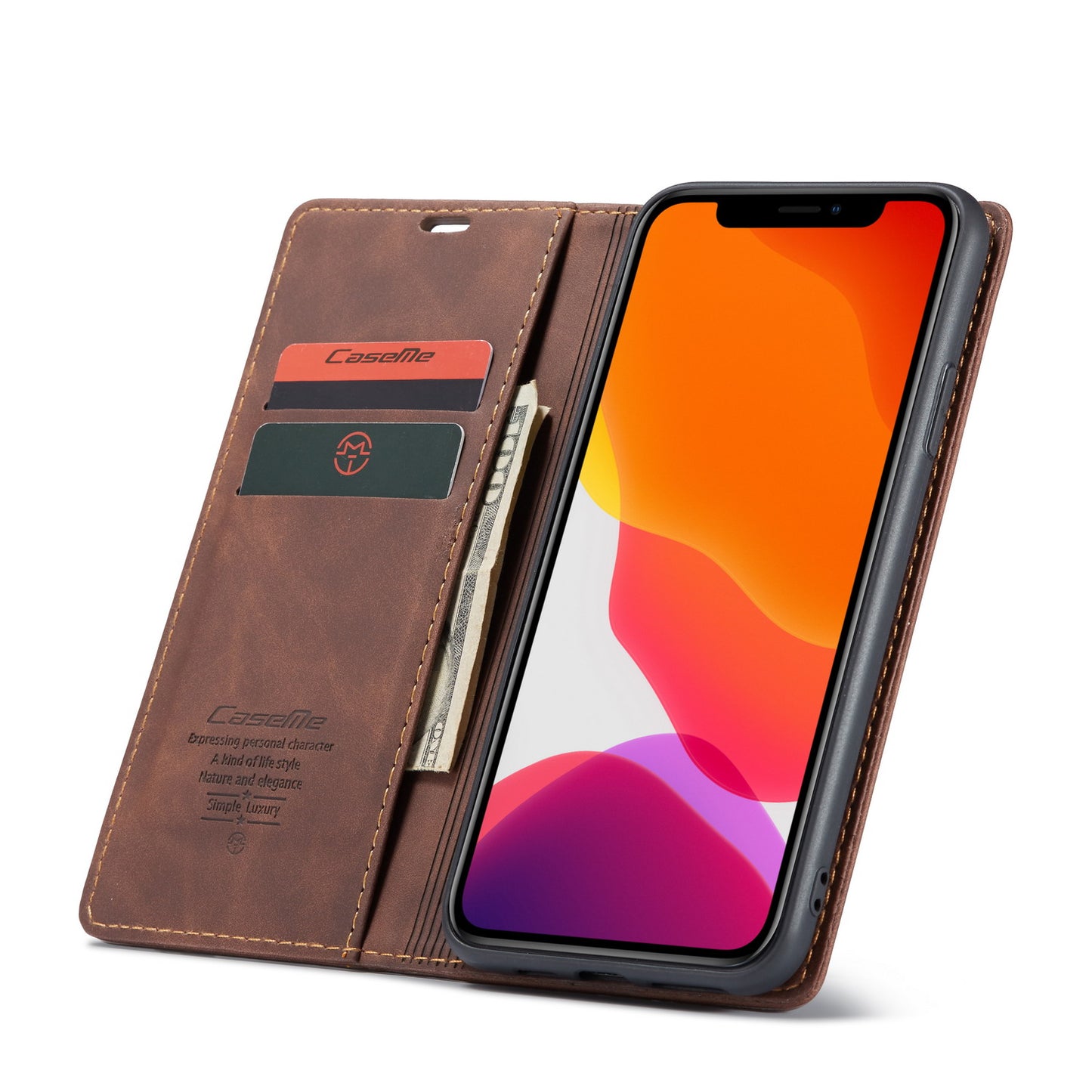 CASEME 013 Series Auto-absorbed Flip Leather Wallet Case for iPhone 11 Pro Max 6.5 inch (2019)