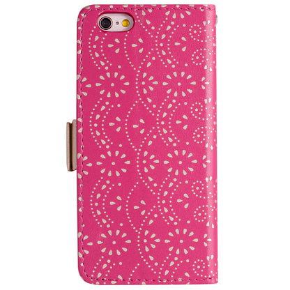Lace Flower Pattern Zipper Leather Wallet Case for iPhone 6/6s