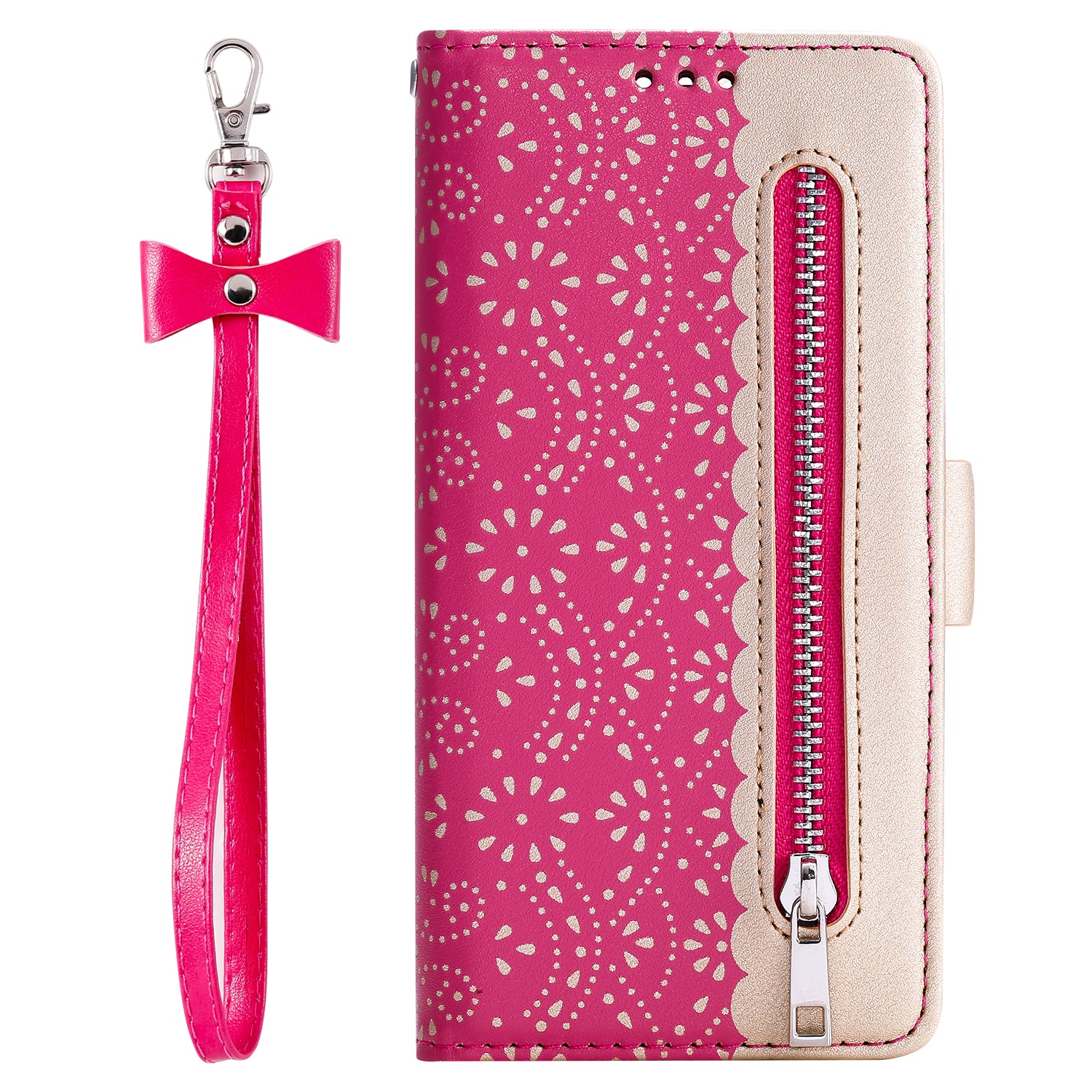 Lace Flower Zipper Pocket Leather Wallet Phone Case for iPhone SE (2020)/SE (2022)/7/8