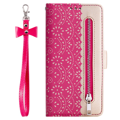 Lace Flower Zipper Pocket Leather Wallet Phone Case for iPhone SE (2020)/SE (2022)/7/8