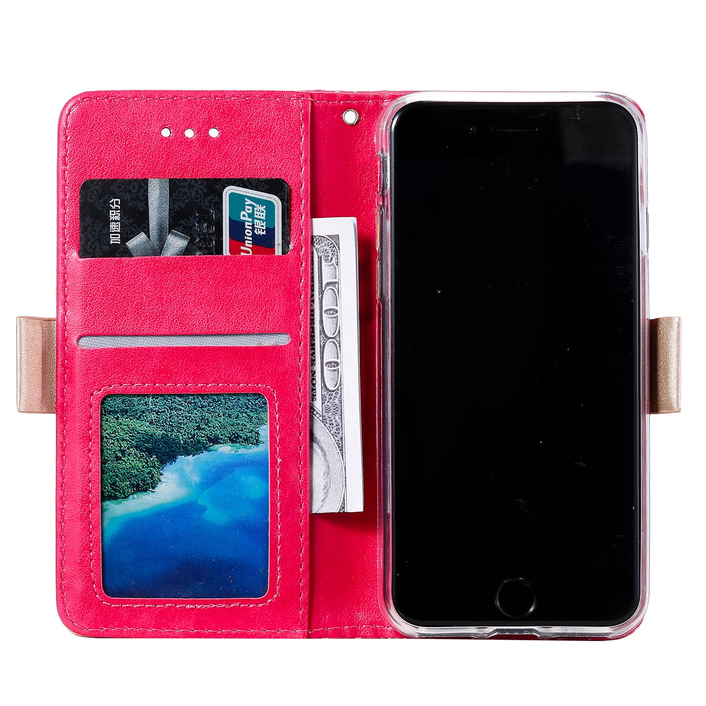 Lace Flower Zipper Pocket Leather Wallet Phone Case for iPhone SE (2020)/SE (2022)/7/8