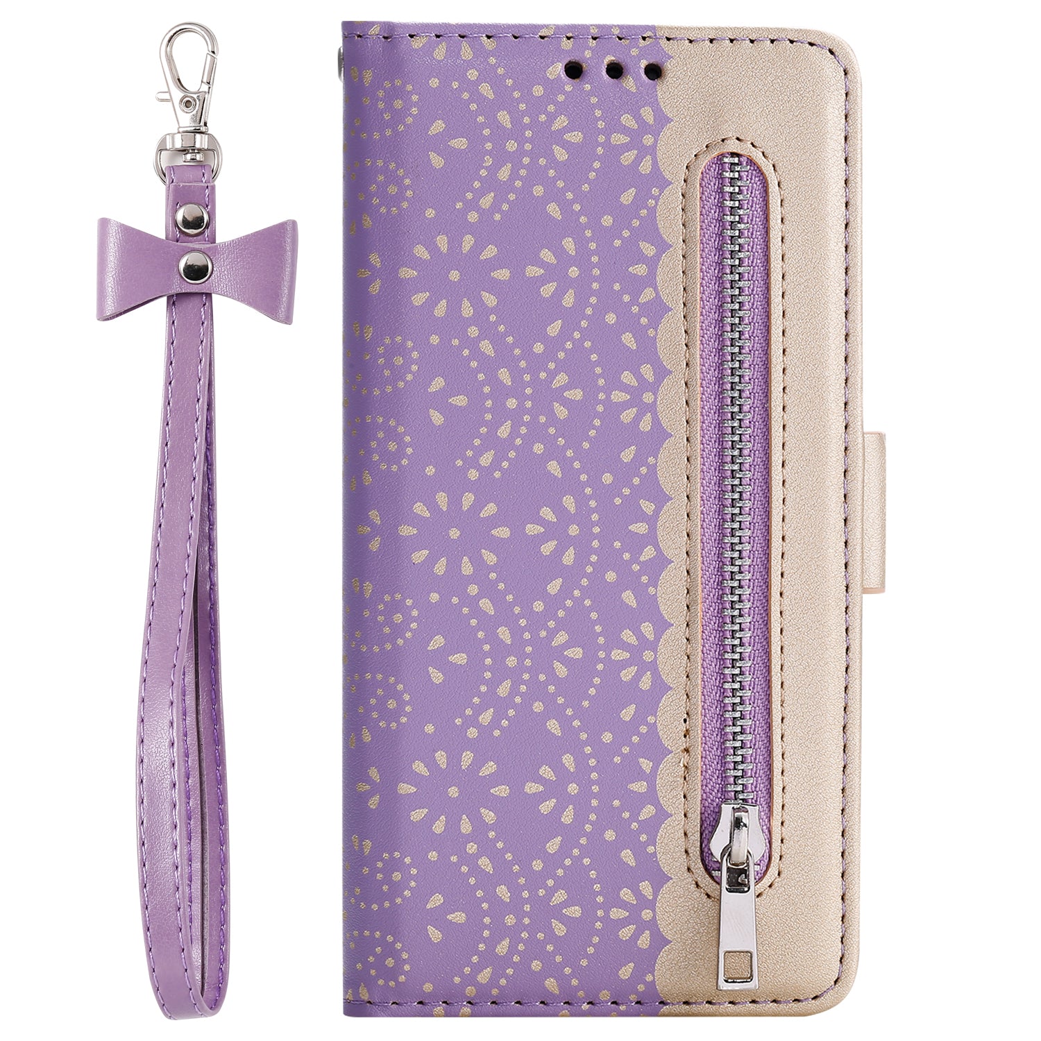 Lace Flower Zipper Pocket Leather Wallet Phone Case for iPhone SE (2020)/SE (2022)/7/8
