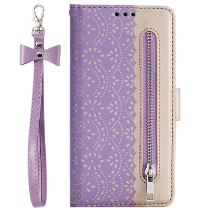 Lace Flower Zipper Pocket Leather Wallet Phone Case for iPhone SE (2020)/SE (2022)/7/8