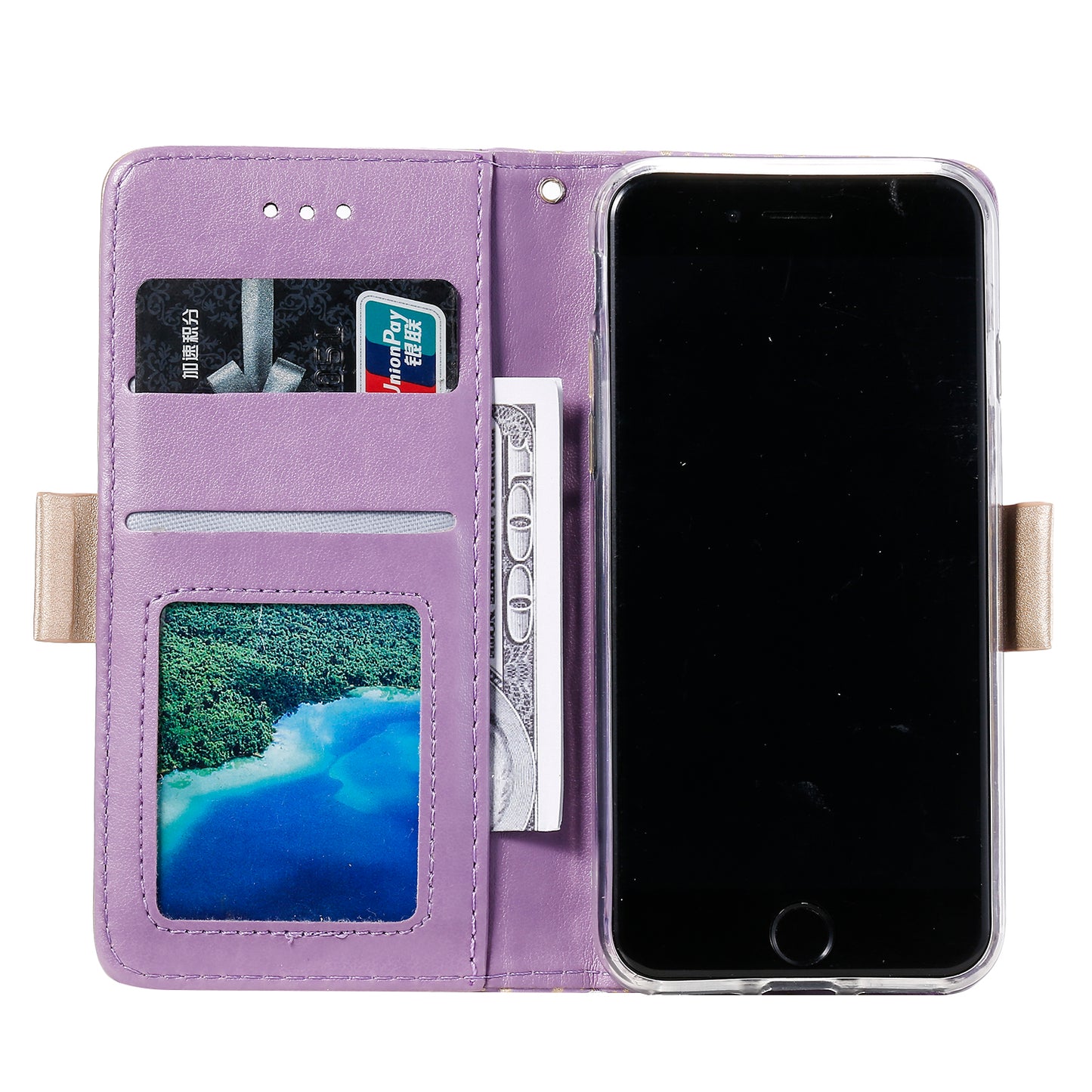 Lace Flower Zipper Pocket Leather Wallet Phone Case for iPhone SE (2020)/SE (2022)/7/8