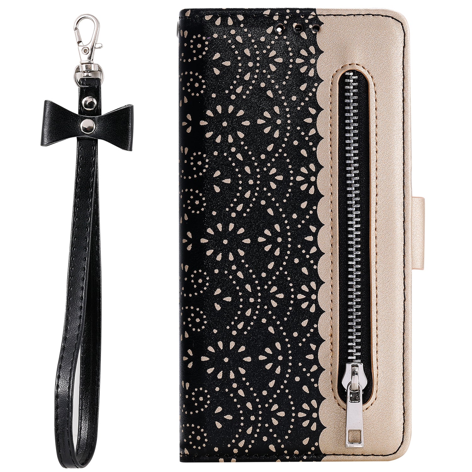 Lace Flower Zipper Pocket Leather Wallet Phone Case for iPhone SE (2020)/SE (2022)/7/8