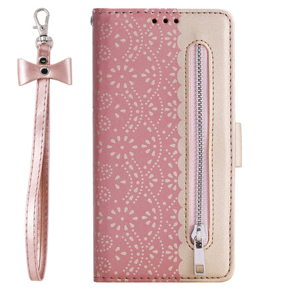 Lace Flower Zipper Pocket Leather Wallet Phone Case for iPhone SE (2020)/SE (2022)/7/8