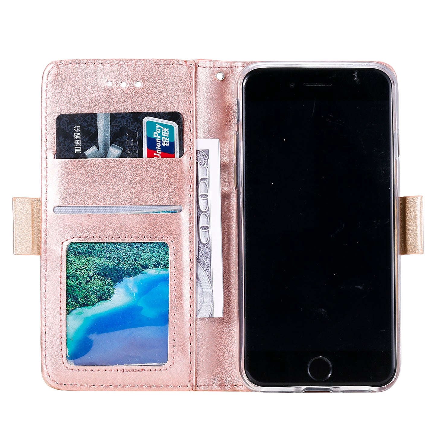 Lace Flower Zipper Pocket Leather Wallet Phone Case for iPhone SE (2020)/SE (2022)/7/8