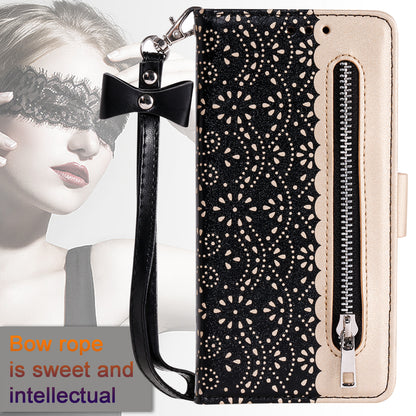 Lace Flower Zipper Pocket Leather Wallet Phone Cover for iPhone 6 Plus/6s Plus