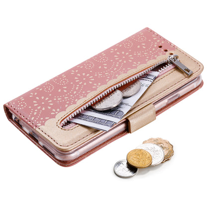 Lace Flower Zipper Pocket Leather Wallet Phone Cover for iPhone 6 Plus/6s Plus