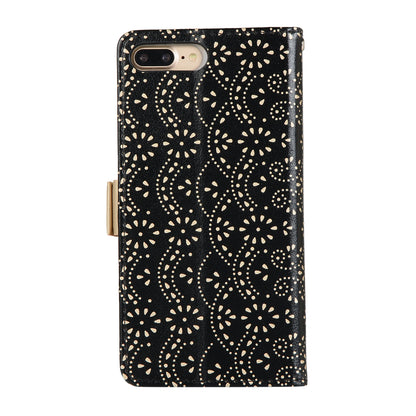 Lace Flower Pattern Zipper Pocket Leather Phone Cover Wallet for iPhone 7 Plus/8 Plus