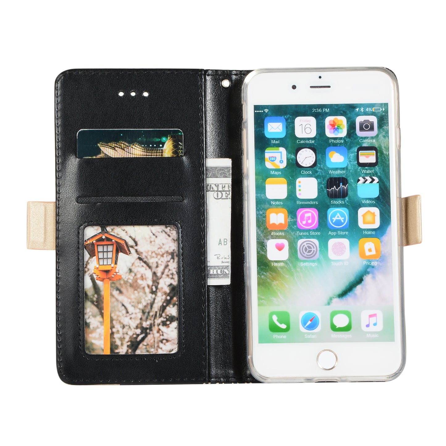 Lace Flower Pattern Zipper Pocket Leather Phone Cover Wallet for iPhone 7 Plus/8 Plus