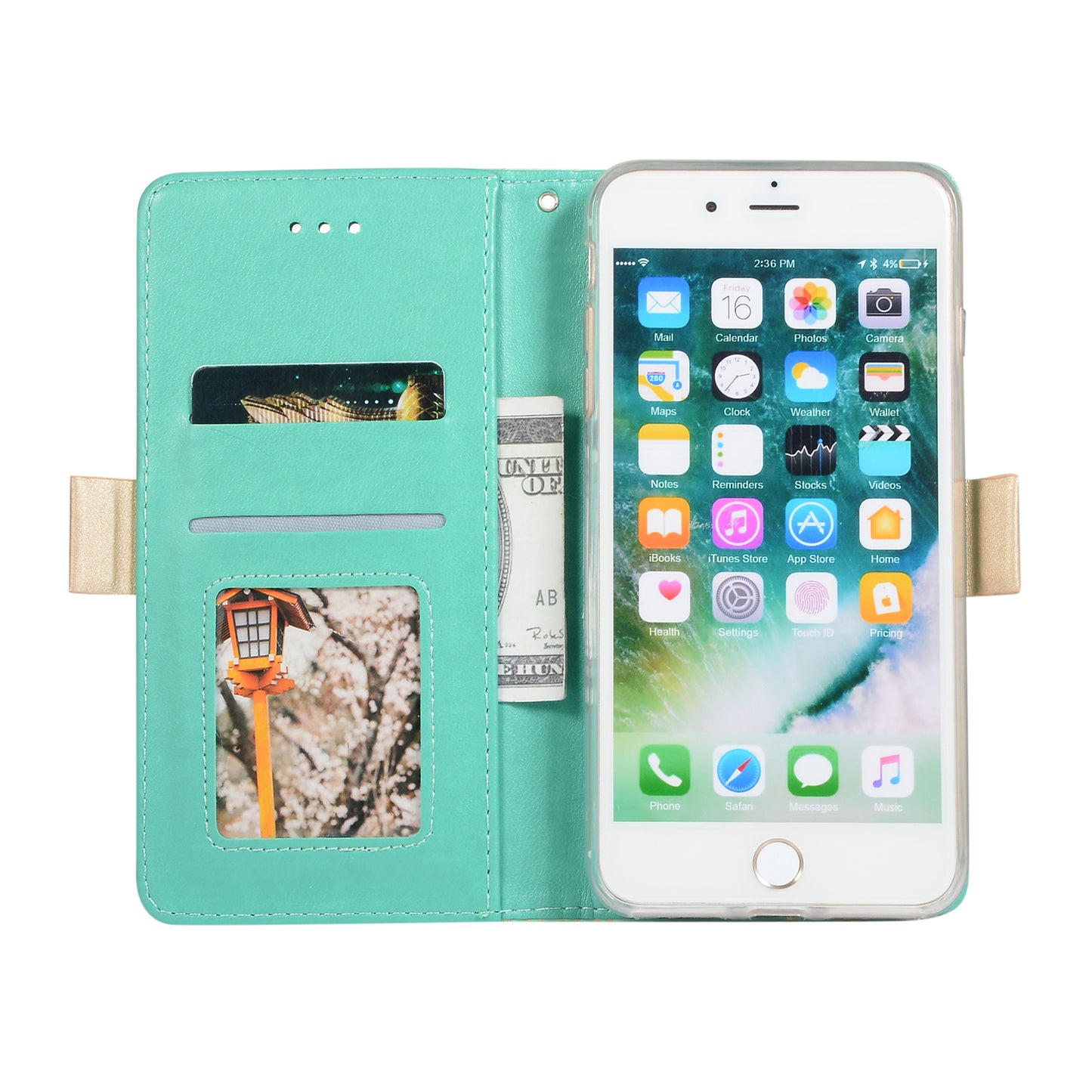 Lace Flower Pattern Zipper Pocket Leather Phone Cover Wallet for iPhone 7 Plus/8 Plus