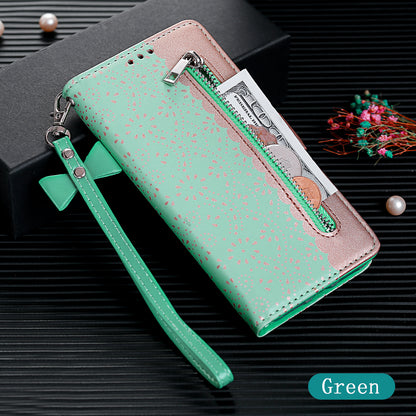 Lace Flower Pattern Zipper Pocket Leather Phone Cover Wallet for iPhone 7 Plus/8 Plus