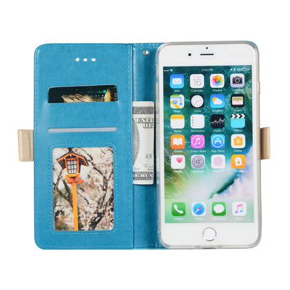 Lace Flower Pattern Zipper Pocket Leather Phone Cover Wallet for iPhone 7 Plus/8 Plus